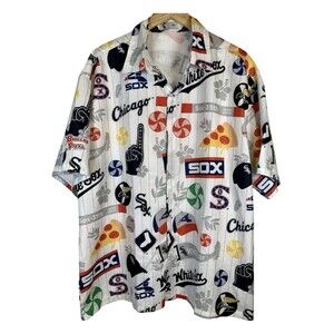 Chicago White Sox Beggars Pizza Button Up Short Sleeve Shirt Size XL